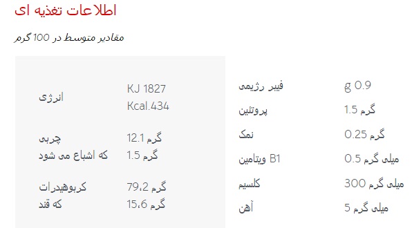 جدول غذایی